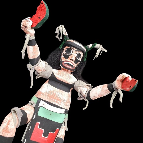 Vintage Clown Kachina Gary Largo Katsina Koshsare Hano Glutton with Watermelon - Picture 4 of 12